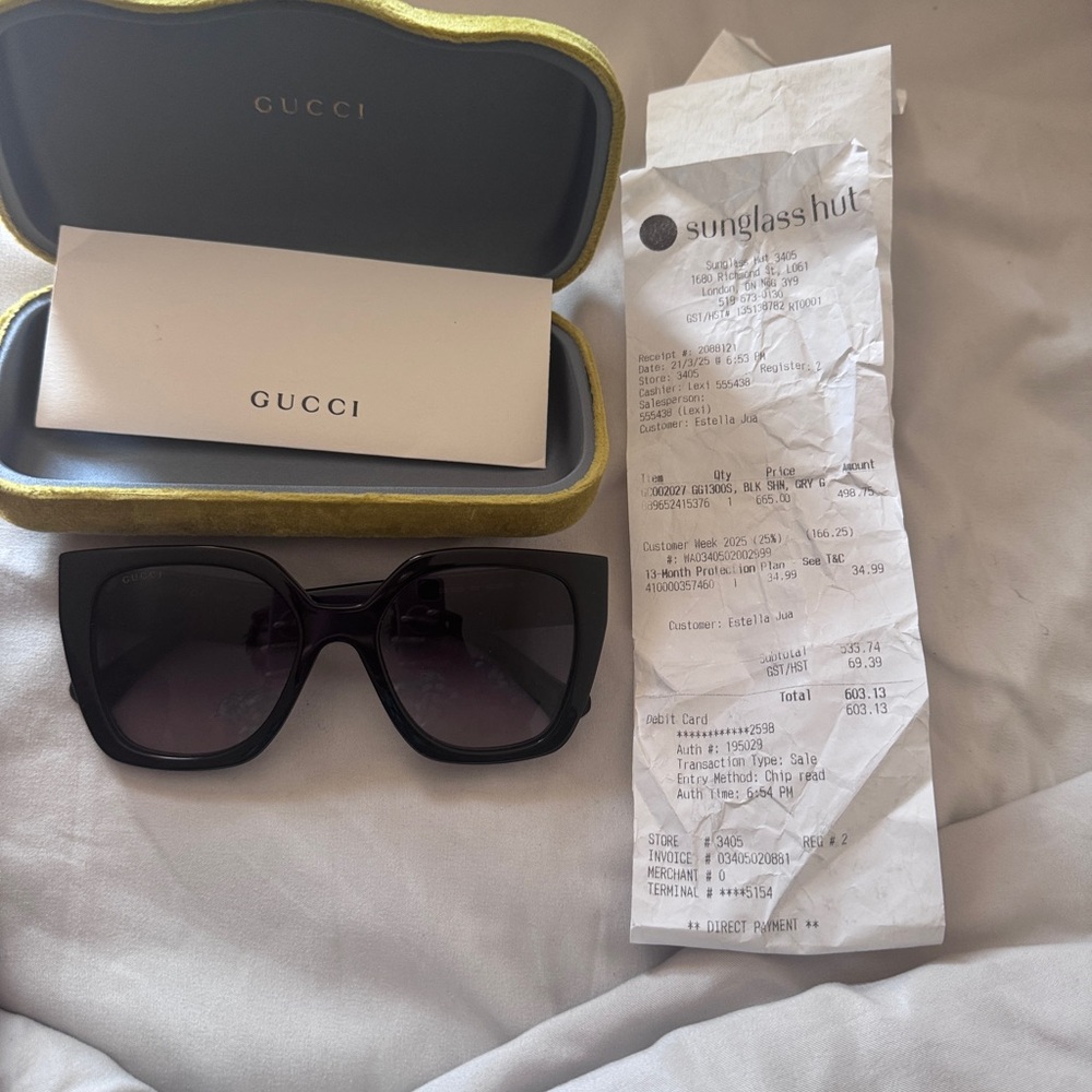 Gucci Black Oversized Sunglasses with Protective Case
